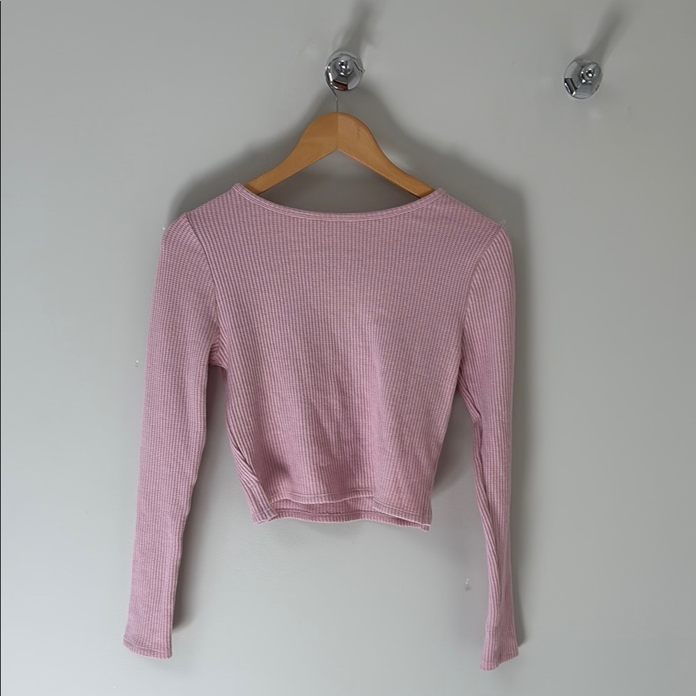 PacSun Pink Cropped Long Sleeve Hoodie